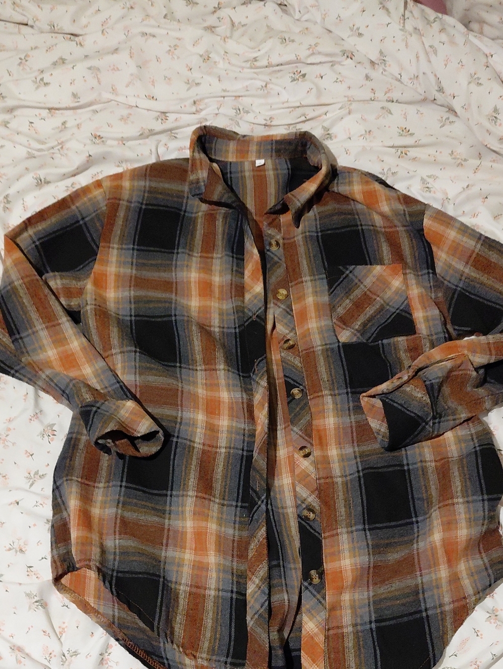 Plaid Flannel Shirt - Black & Rust